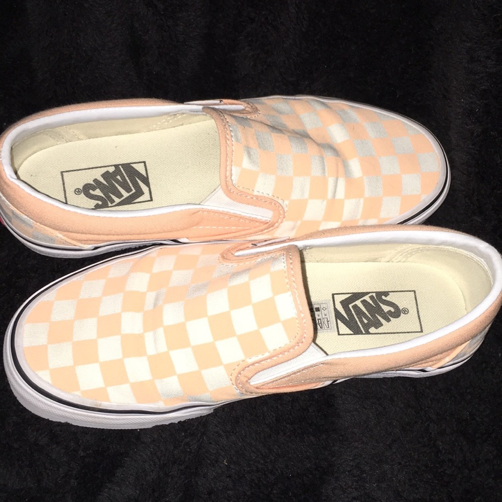 Orange checkered slip on vans